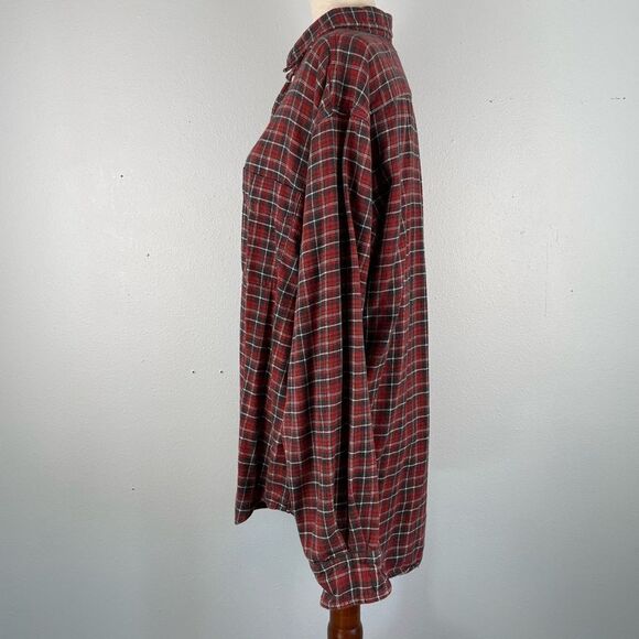Old Navy Red Plaid Flannel Button Down Shirt Size L EUC - Picture 3 of 8